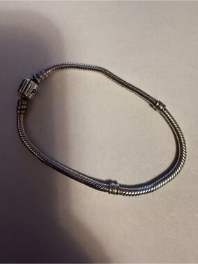 Sterling Silver Snake Chain Charm Bracelet - Silver